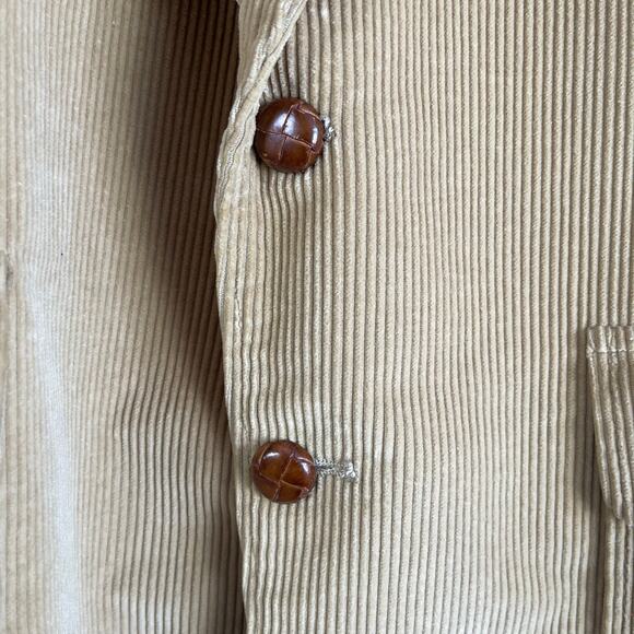 Vintage Levi Strauss Tan Khaki Two Button Corduroy Blazer Jacket Elbow Patch 44R - Picture 3 of 9